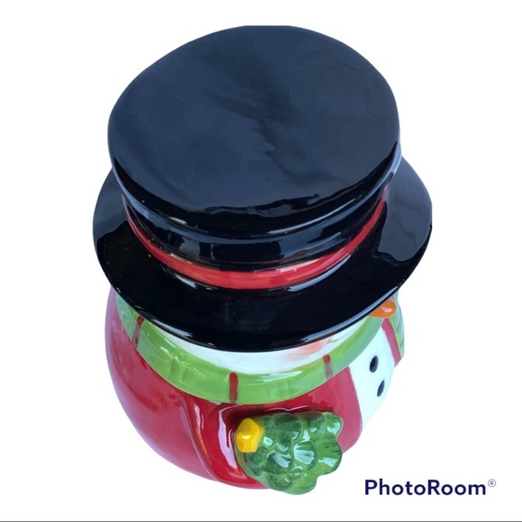 Snowman Jar Canister Ceramic Hand Painted Multipurpose Cookies Christmas Decor - Picture 7 of 16
